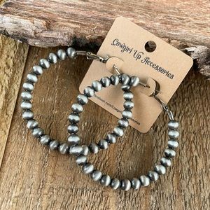 Navajo Pearl Beaded Hoop Earrings